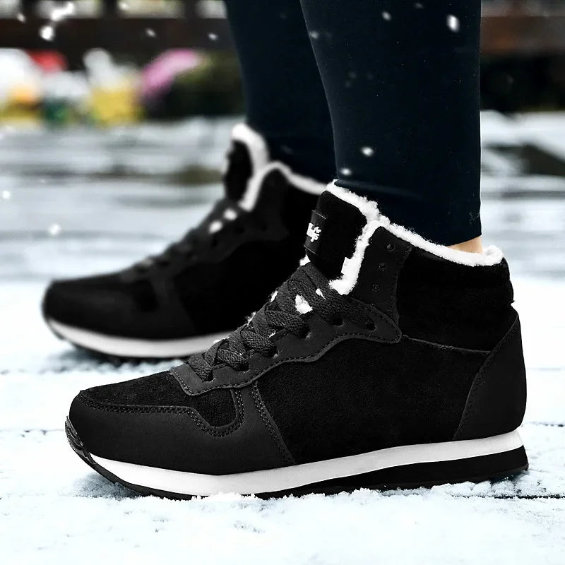 Men Snow Boots Outdoor No Slip Winter Ankle Boots Lightweight Hight Top Sneaker Warm Plush Women Footwear Plus Size Hiking Boots