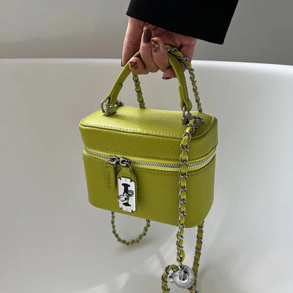 Women Square Handbags 2024 Summer Fashion Chains Crossbody Bags Texture PU Shoulder Bag Elegant Chic Mini Mobile Phone Bags