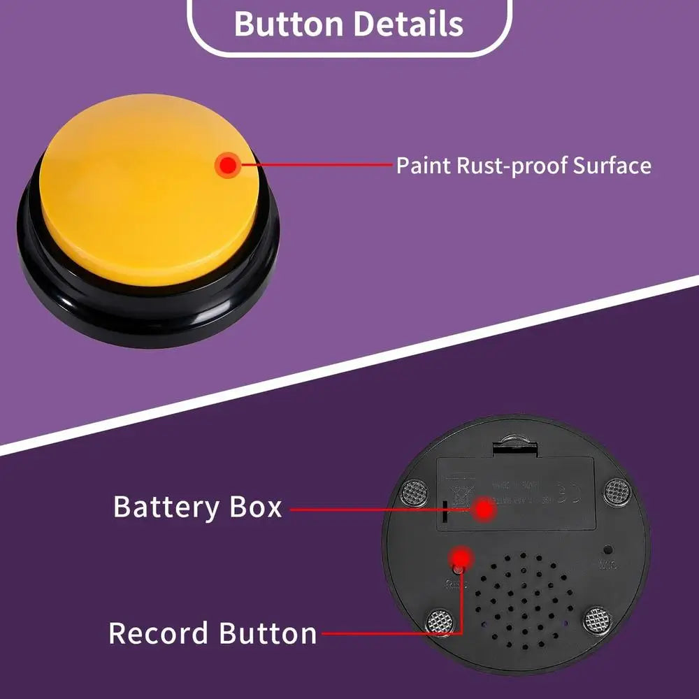 Voice Recording Button Dog Talking Buttons Set For Communication Command 30 Second Record Playback For Cats Pet Training Buzzer