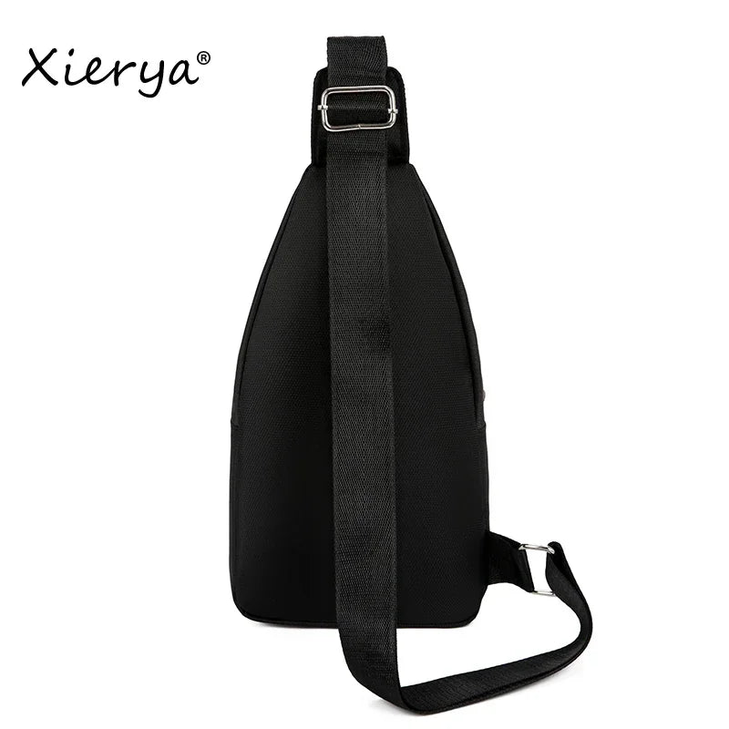 Xierya Men Chest Bag Simple Storage Bags for Men Travel Small Black Crossbody Shoulder Bag Oxford Packs