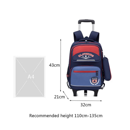 School Wheeled Backpack for Kids Boy Girls Rolling Backpacks Children Orthopedic School Bag With wheels Trolley Travel Bags