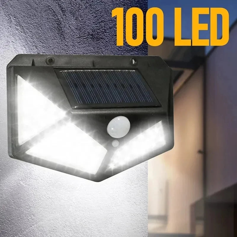 1/2PCS100 LED Solar Wall Lights Outdoor IP65 Waterproof With Motion Sensor 4 Sides Luminous Patio Garage Stairs Security Light