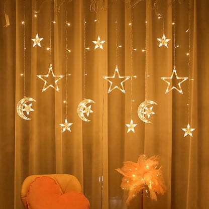 Star Moon Led Curtain Garland String Light EID Mubarak Ramadan Decorations for Home 2023 Islam Muslim Event Party Supplies Decor