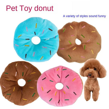 Dog Donuts Plush Pet Dog Toys For Dogs Chew Toy Christmas Puppy Squeaker Sound Toys Funny Puppy Small Medium Dog Interactive Toy.