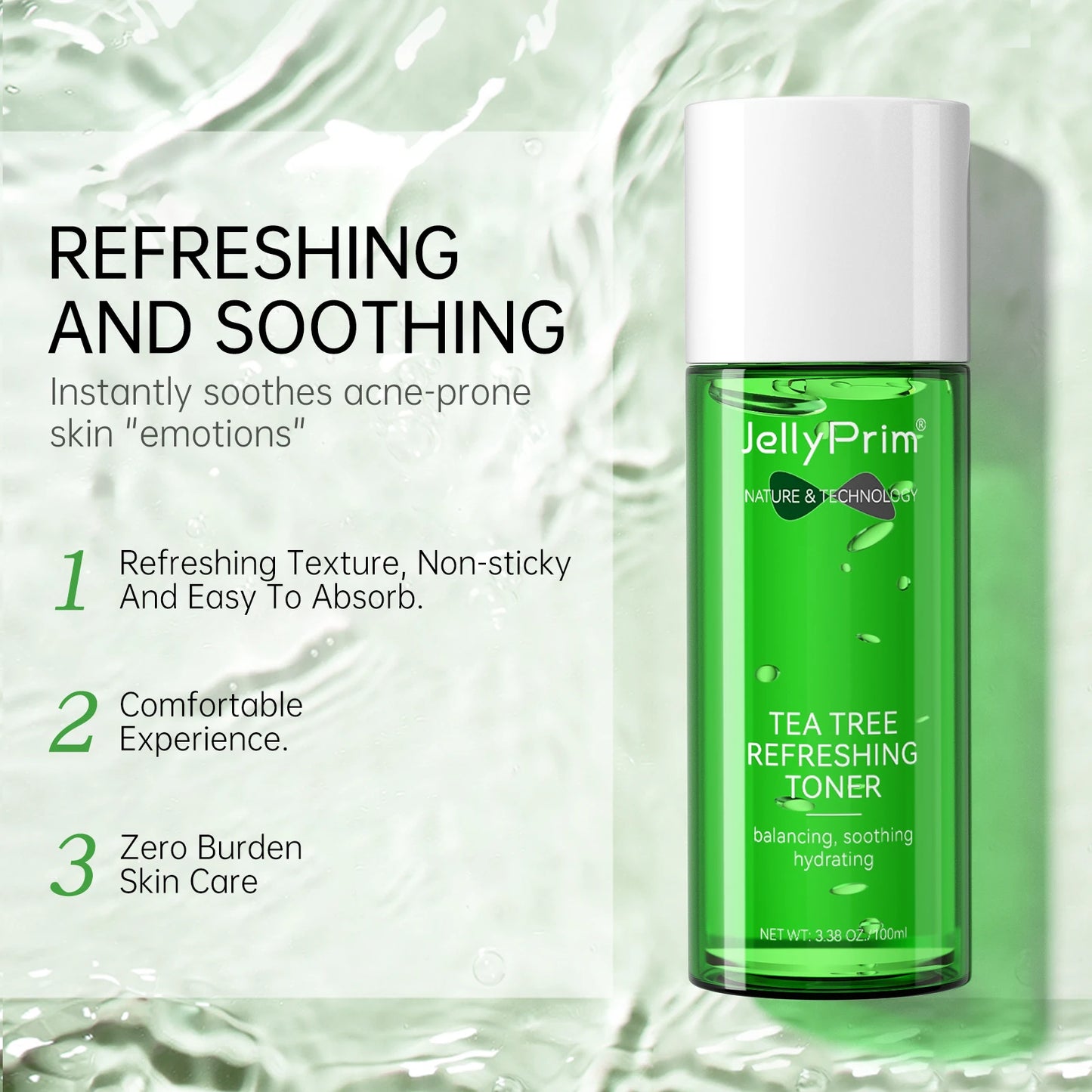 JellyPrim Tea Tree Toner for Face - Oil Control, Moisturizing, Refreshing Hydration Skincare Product - 100ML.