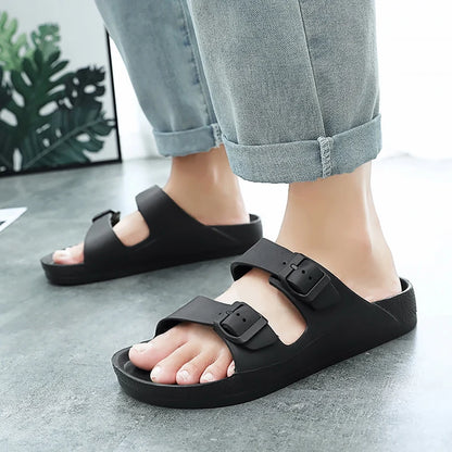 Sandals for Men and Women Footwear 2024 Fashion Buckle Soft Sole Beach Holiday Slippers for Women Sandale Femme Eté 2022 Luxe