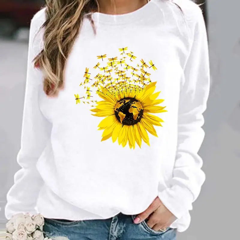 Ladies Spring Autumn Winter Hoodies Woman Female O-neck Casual Sweatshirts Pullovers Womens Butterfly Love Heart Cute Clothing