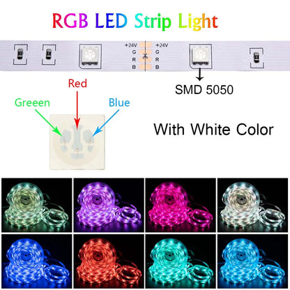 5M DC 12V SMD 5050 RGB LED Strip Light Kits 44Keys IR Controller Lighting Tape 30leds/m 60leds/m IP65 Waterproof Lamp Ribbon