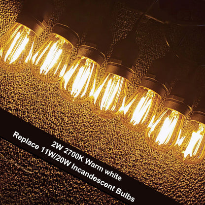 GANRILAND S14 PC String Light Bulbs Amber Plastic E27 220V Waterproof IP44 Warm White 2700K Vintage 1W 2W ST45 Led Edison Bulb