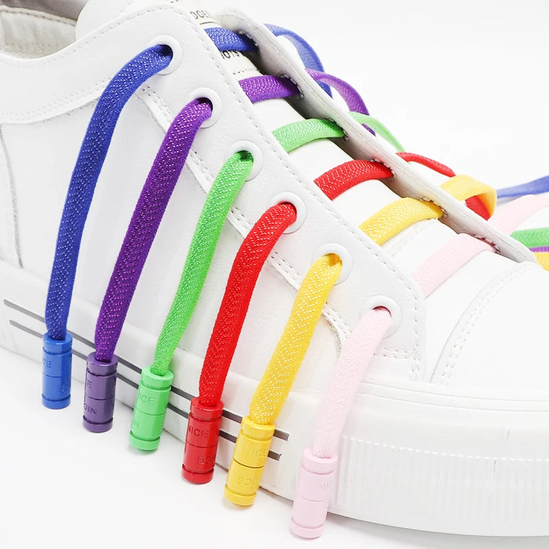 Colorful Capsule Lock Shoelaces Without ties Elastic Laces Sneakers No Tie Shoe laces Kids Adult Flat Quick Shoelace for Shoes