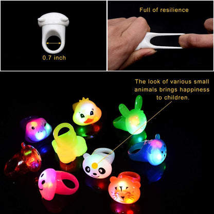 36Pcs LED Light Up Ring Bumpy Rings Flashing LED Bumpy Jelly Ring Light-Up Toy Birthday Rewards Treasure Toy Glow Party Supplies