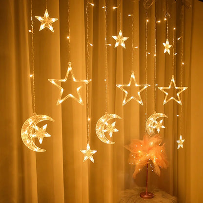 Star Moon Led Curtain Garland String Light EID Mubarak Ramadan Decorations for Home 2023 Islam Muslim Event Party Supplies Decor