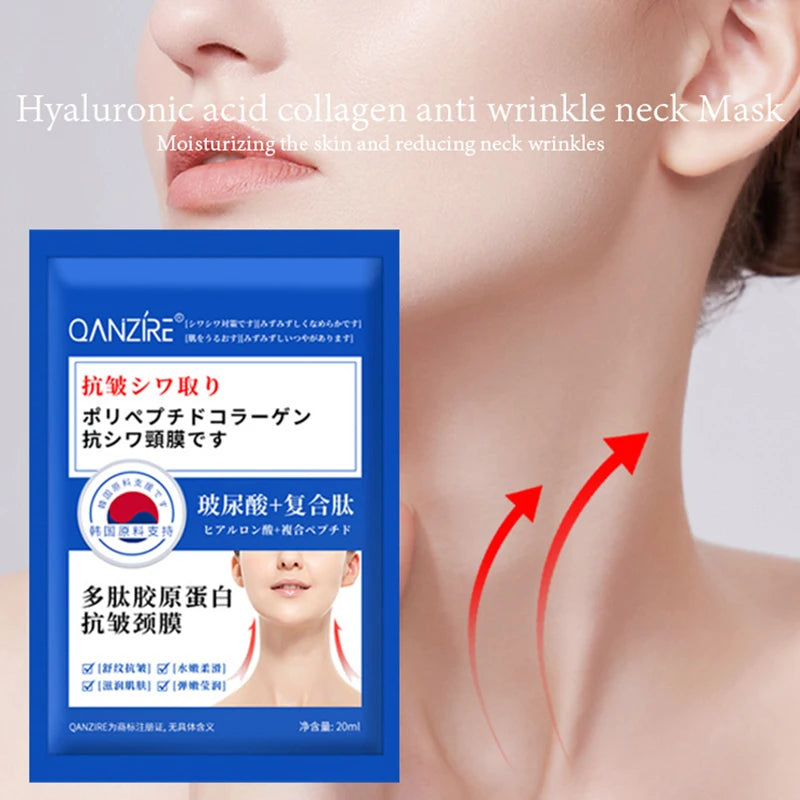 10pcs Hyaluronic Acid Firming Neck Mask - Moisturizing & Brightening