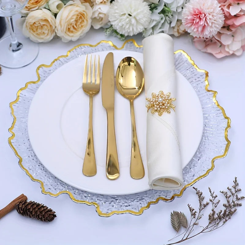 6Pcs Golden Reef Charger Plates Clear Charger Plates Wedding Decoration Party Decor Party SuppliesHoliday Decor Holiday Supplies