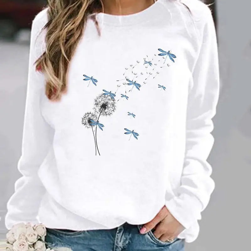 Ladies Spring Autumn Winter Hoodies Woman Female O-neck Casual Sweatshirts Pullovers Womens Butterfly Love Heart Cute Clothing