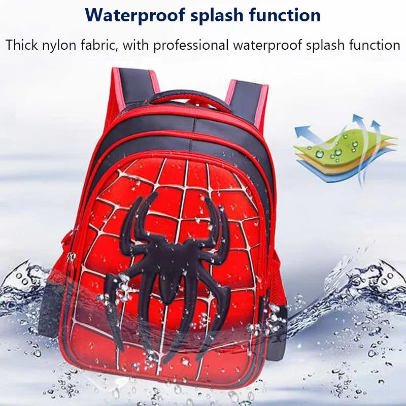 Spider King Kids Backpack: Waterproof Nylon & Large Capacity for 2-16 Year Olds