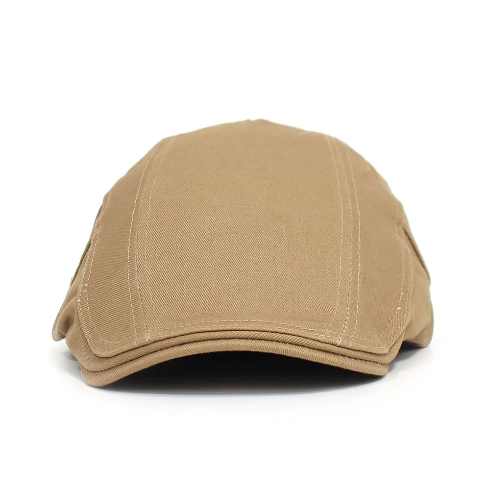 Solid color cotton front cap men's casual cap classic beret