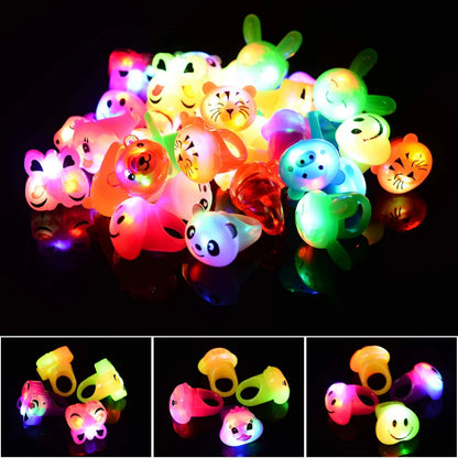 36Pcs LED Light Up Ring Bumpy Rings Flashing LED Bumpy Jelly Ring Light-Up Toy Birthday Rewards Treasure Toy Glow Party Supplies