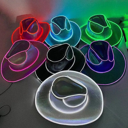 Bride Cowgirl Hat Glowing Light Bar Cap Bachelorette Party Supplies Wireless Disco Luminous Led Flashing Neon Western Cowboy Hat