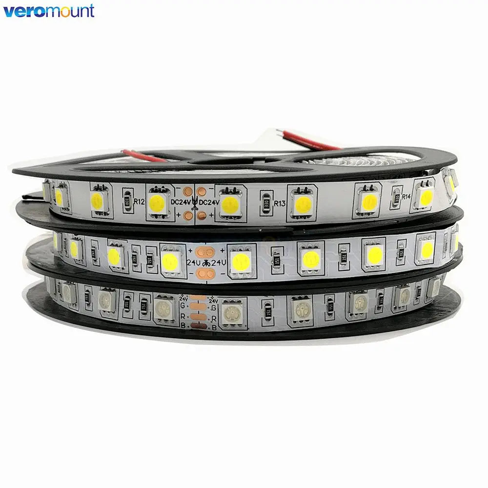 5m DC5V 12V 24V SMD 5050 LED Strip Light TV Backlight IP20 IP65 Waterproof  Cool Warm White 4000K RGB Tape Ribbon for Decoration