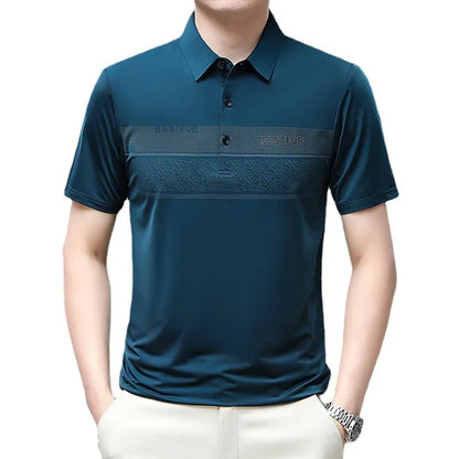 Summer New Short-Sleeved T-shirt Men's Lapel Men's Polo Shirt Casual Solid Color Men's T-shirt