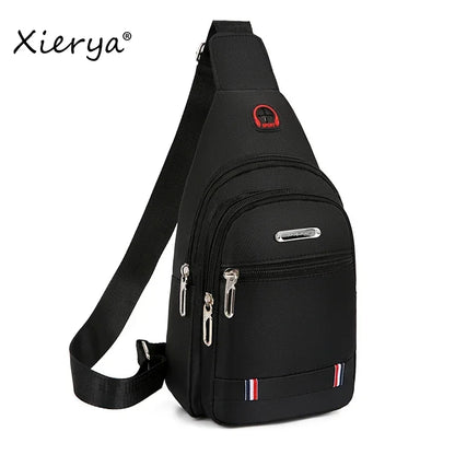 Xierya Men Chest Bag Simple Storage Bags for Men Travel Small Black Crossbody Shoulder Bag Oxford Packs