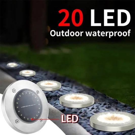 20LED Solar Power Disk Light Outdoor Garden Solar Underground Light Deck Light Spotlight Buried Solar Led Lamp Garden Decoration