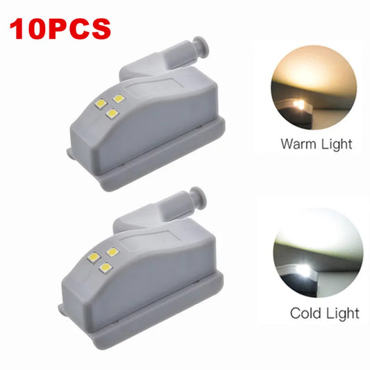 5-10Pcs LED Inner Hinge Lamp With Battery Under Cabinet Lights Wardrobe Cupboard Sensor Lights Bedroom Kitchen Closet Night Lamp