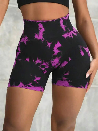 Achieve your fitness goals this season with comfortable Seamless Tie Dye Push Up Yoga Shorts