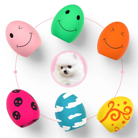 SChitec Dog Toys bouncy egg Funny Ball Squeaky Latex Bouncy Egg with Squeaker for Puppy Small Pet Dogs Soft Rubber Sound.