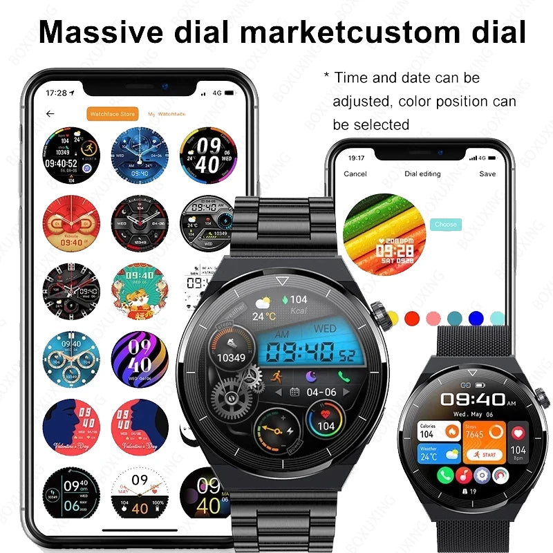 For Huawei Xiaomi NFC Smart Watch Men GT3 Pro AMOLED 390*390 HD Screen Heart Rate Bluetooth Call IP68 Waterproof SmartWatch 2024