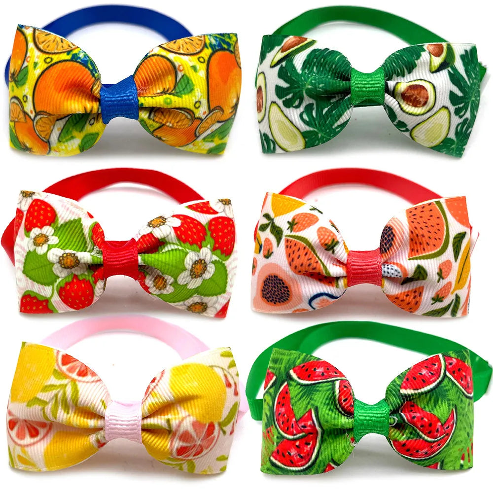 50/100pcs Summer Dog Bow Tie Fruit Pattern Dog Supplies Pet Dog Cat Puppy Bowties Holiday Party Neckties Small Dog Pet Supplies