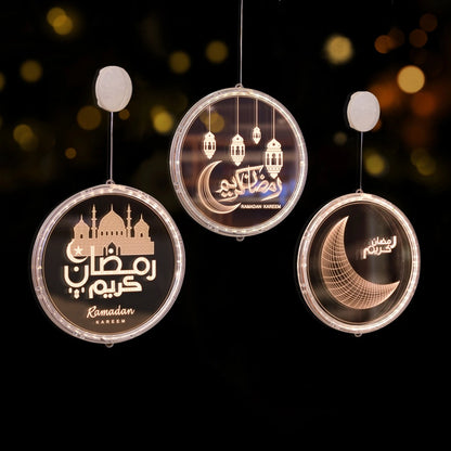 Eid Disk Light Ramadan Kareem Lamp Ramadan Decoration For Home Ramadan Kareem Party Supplies Eid Mubarak Muslim Islamic Decor