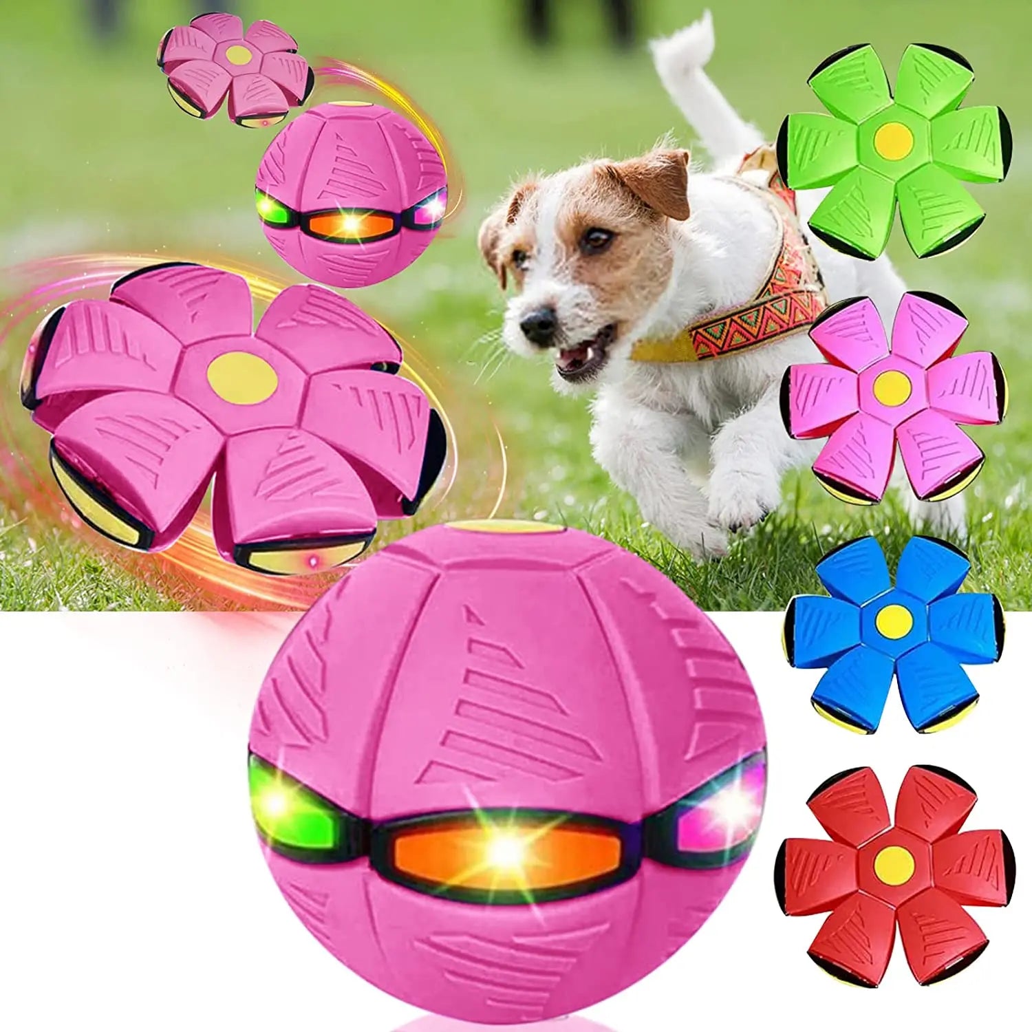 2023 New Pet Dog Toy Magic Flying Saucer Ball Durable Soft Rubber Interactive Throwing Ball Outdoor Sport Dog Training Equipment.