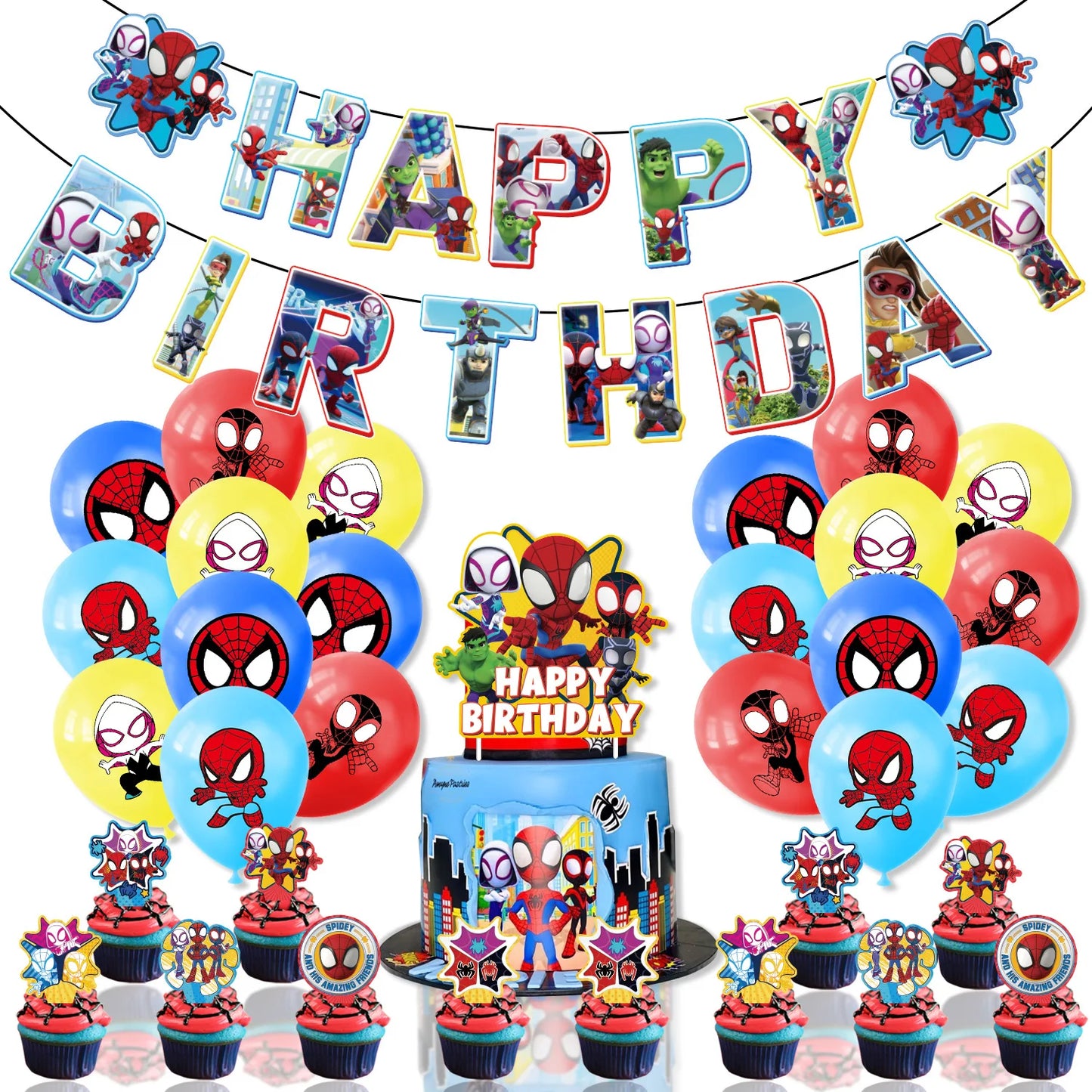 Super Hero Birthday Party Decoration The Avengers Balloon Spiderman Iron Man Hulk Party Supplies Tableware Banner Backdrop