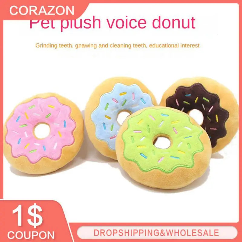 Dog Donuts Plush Pet Dog Toys For Dogs Chew Toy Christmas Puppy Squeaker Sound Toys Funny Puppy Small Medium Dog Interactive Toy.