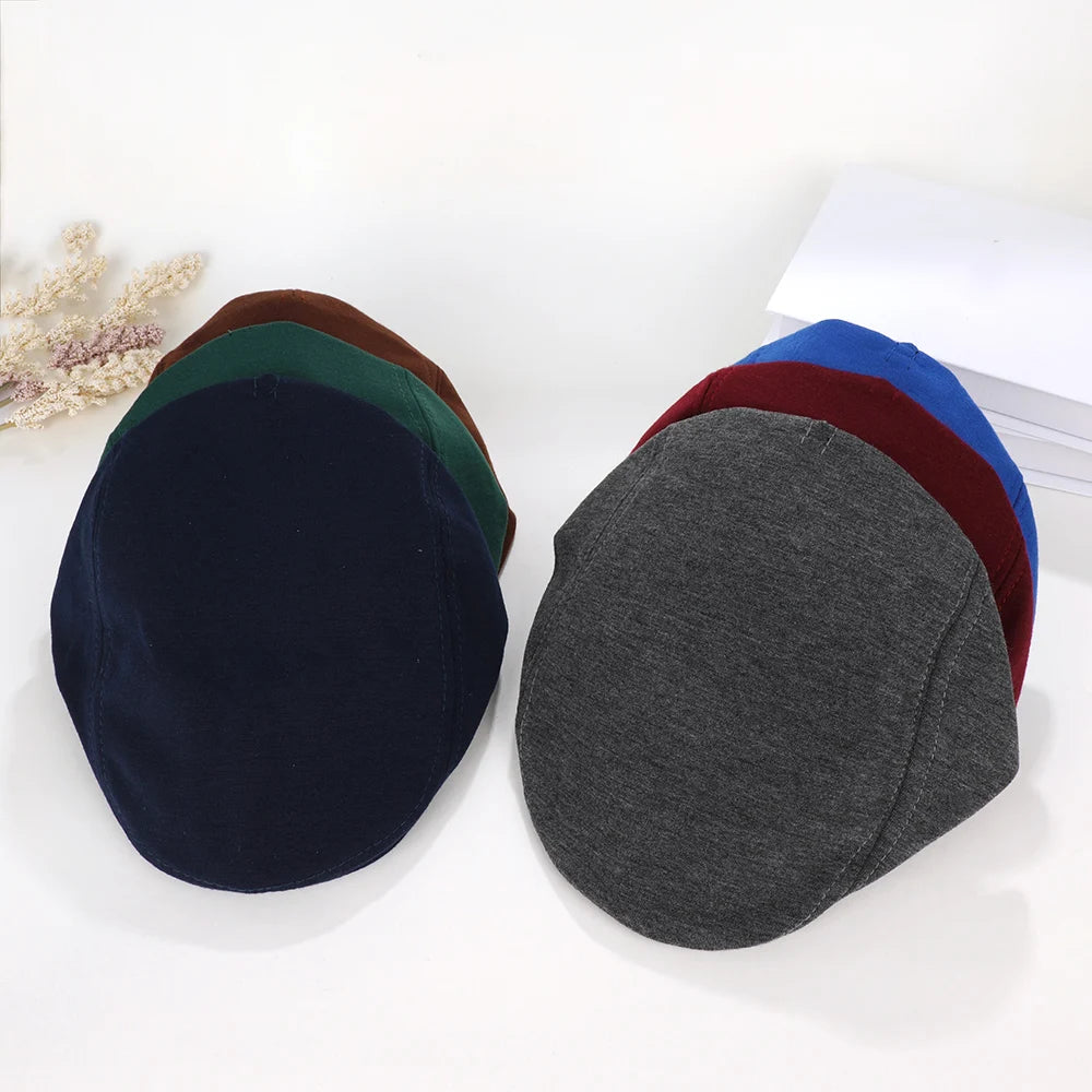 Autumn Winter British Style Newsboy Beret Cap Men'S Golf Driving Sun Flat Cabbie Hat Gatsby Ivy Cap Solid Soft Peaked Cap