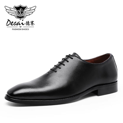 DESAI Oxford Mens Dress Shoes Formal Business Lace-up Full Grain Leather Minimalist Shoes for Men