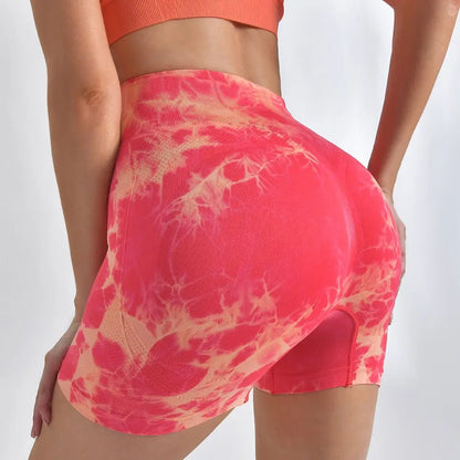 Achieve your fitness goals this season with comfortable Seamless Tie Dye Push Up Yoga Shorts