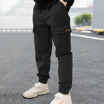 4-12 Years New Spring Autumn Boys Pants Letter Casual Long Style Trousers For Kids 3 Color Teenage Children Sport Pants