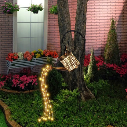 Solar Watering Can Light Water Can Solar Lights Garden Decorative Solar Waterfall Lights IP65 Landscape Kettle Hanging Light