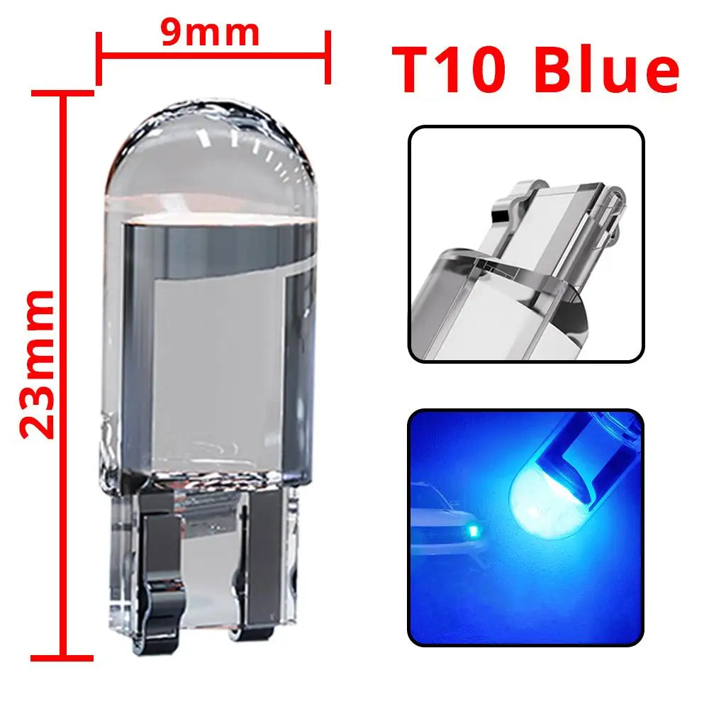 2x W5W 194 T10 Car Glass Housing Cob Led Bulb White Yellow Blue 12V Wedge License Plate Lamp Dome Light Diedo Lighting Modify