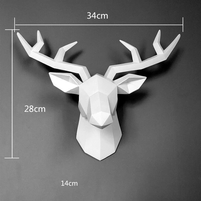 Modern 3D Deer Head Wall Sculpture.