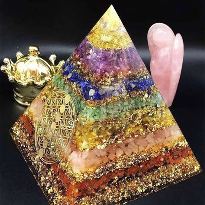 7 Chakra Healing Crystal Awakening Orgonite Pyramid.