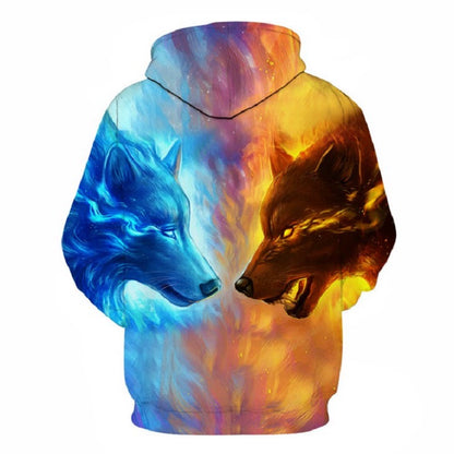 3D Wolf Pattern Sweatshirt Men's and Women's Same Youth Online Red Social Power Style Personalized Trendy Autumn Wear Tops Thin Outwear