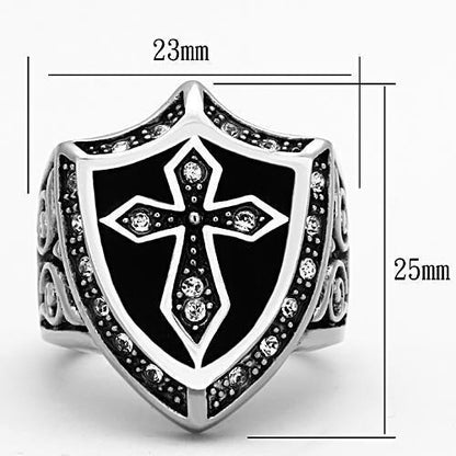 TK1349 - High polished (no plating) Stainless Steel Ring with Top Grade Crystal  in Clear