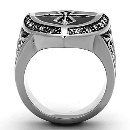 TK1349 - High polished (no plating) Stainless Steel Ring with Top Grade Crystal  in Clear