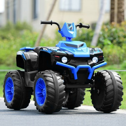 12V Kids Ride on ATV with LED Lights and Treaded Tires and LED lights-Navy - Color: Navy