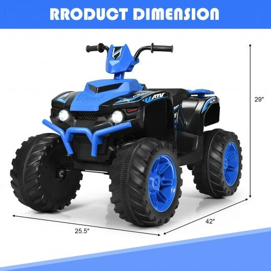 12V Kids Ride on ATV with LED Lights and Treaded Tires and LED lights-Navy - Color: Navy