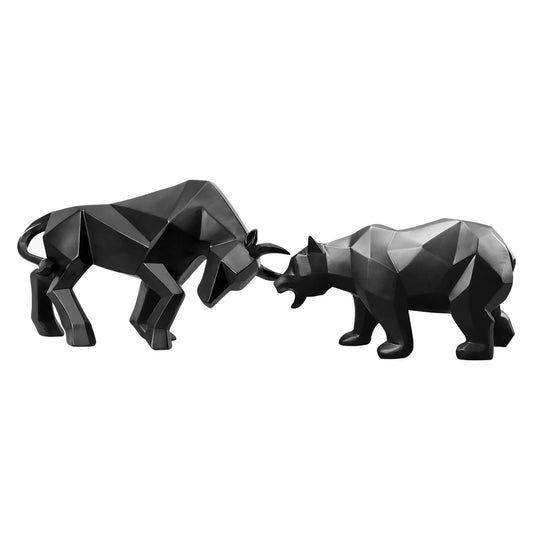 Geometric Bull & Bear Statues.